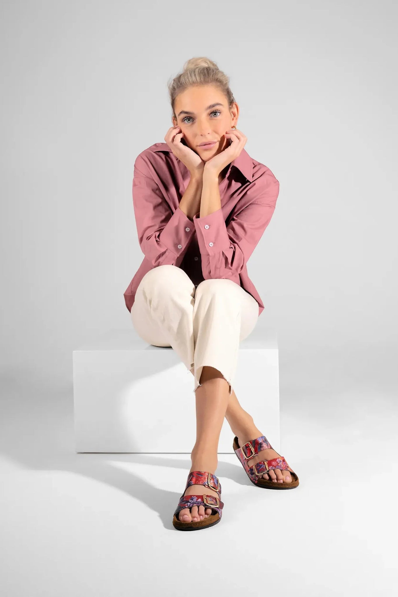 'Rodigo - D' slidesandaler til kvinder - rød blanding - Chaplinshoes'Rodigo - D' slidesandal til kvinder - rød mixRohde