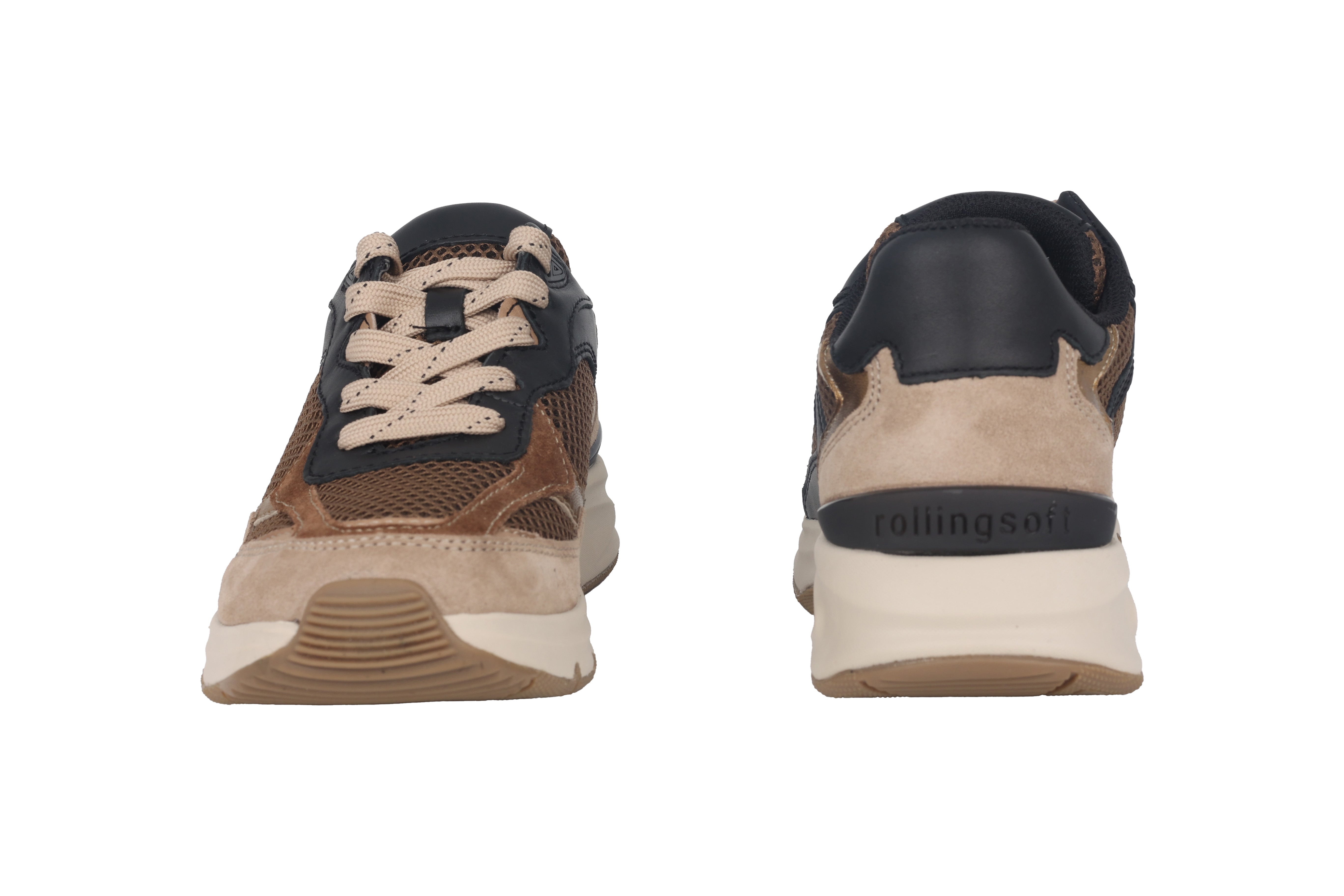 '56.893.43' zapatilla de mujer con cordones y ruedas - Mezcla negro beige