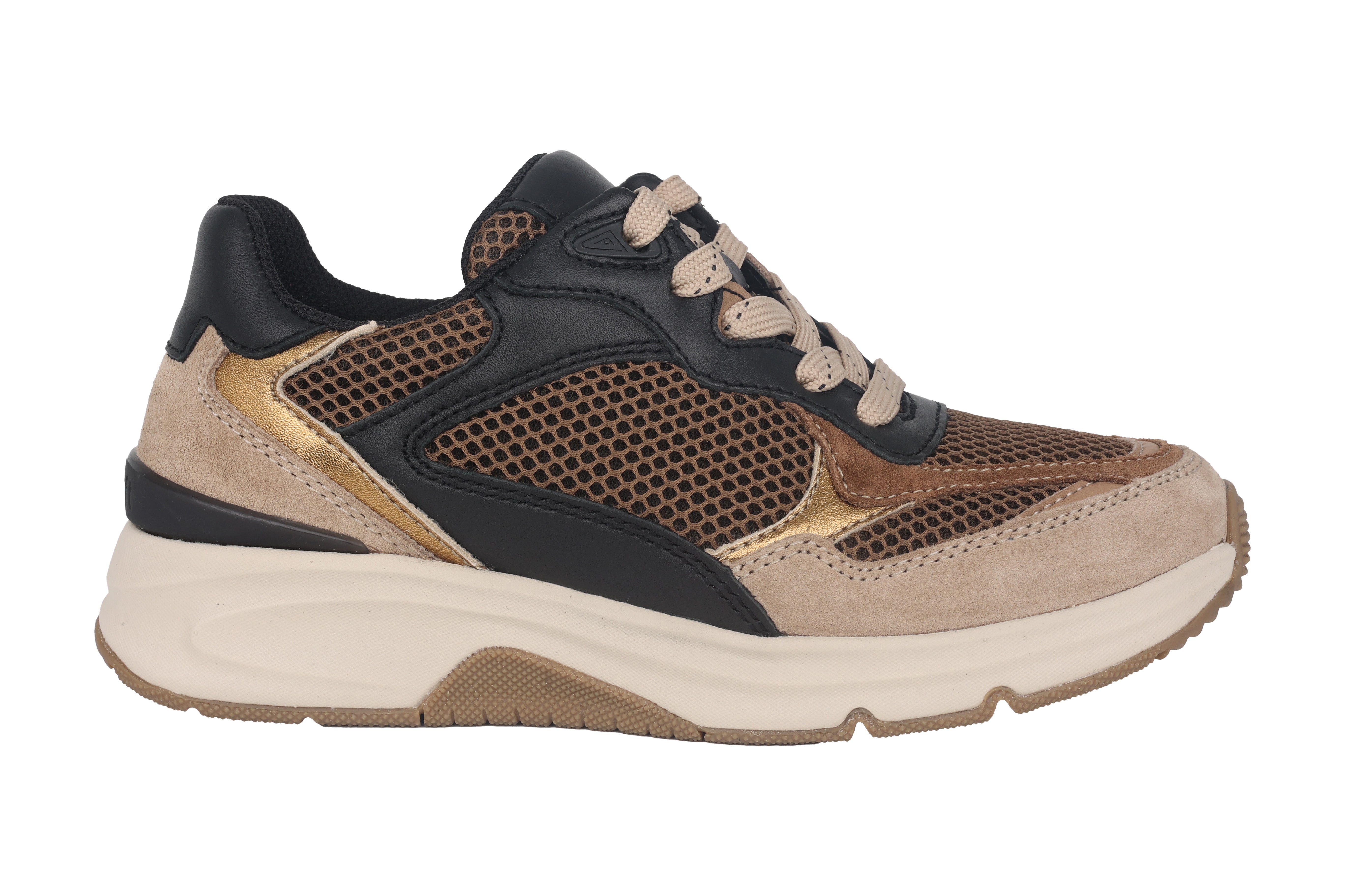 '56.893.43' zapatilla de mujer con cordones y ruedas - Mezcla negro beige