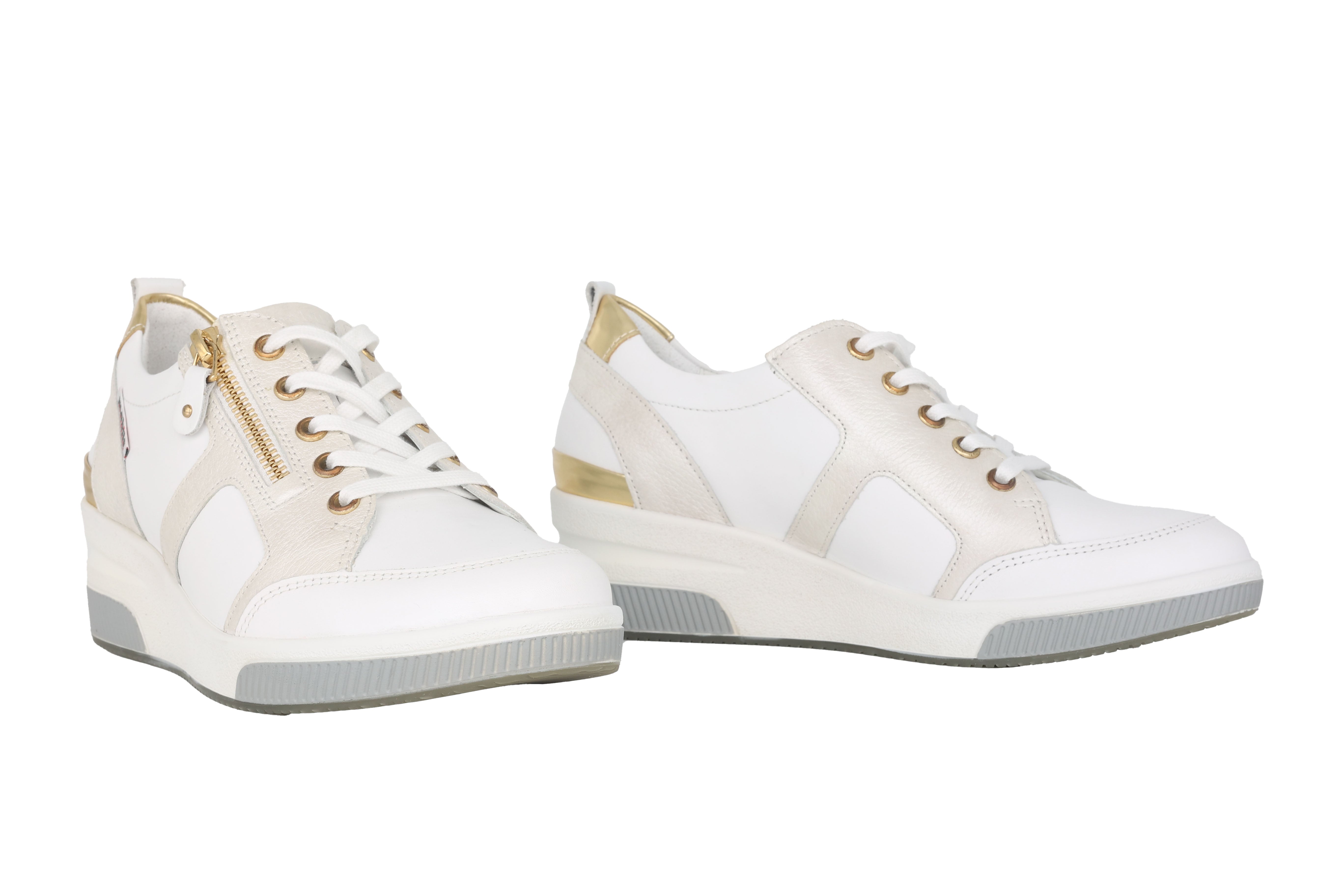 Zapatillas deportivas de mujer 'TRUDIE' de corte ancho (H) con cordones y cremallera - Blanco