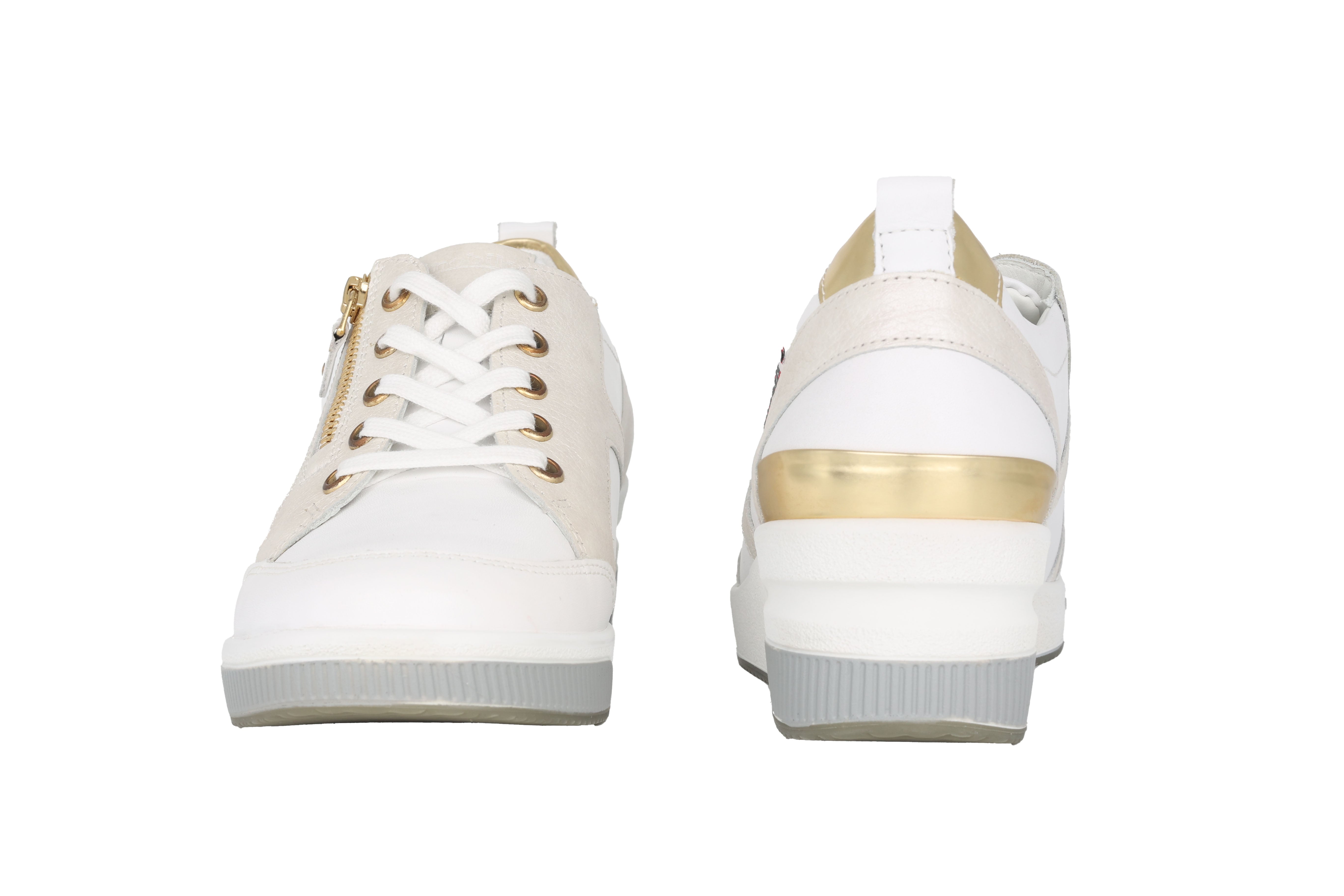 Zapatillas deportivas de mujer 'TRUDIE' de corte ancho (H) con cordones y cremallera - Blanco