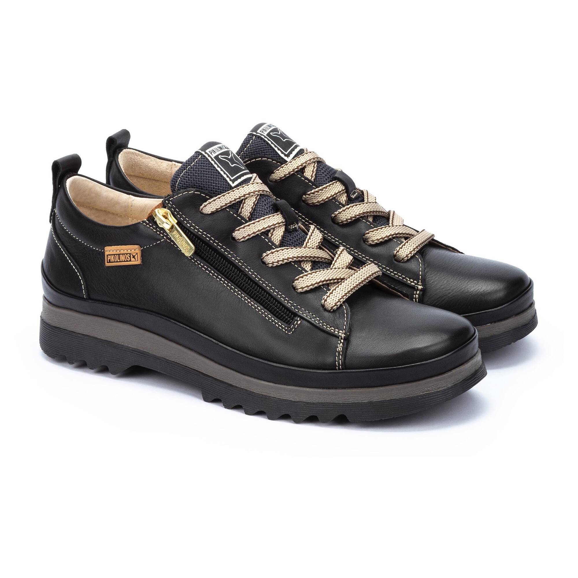 Sneaker donna 'Vigo' con lacci e zip - Nero - ChaplinshoesSneaker da donna con lacci e zip 'Vigo' - NeroPikolinos