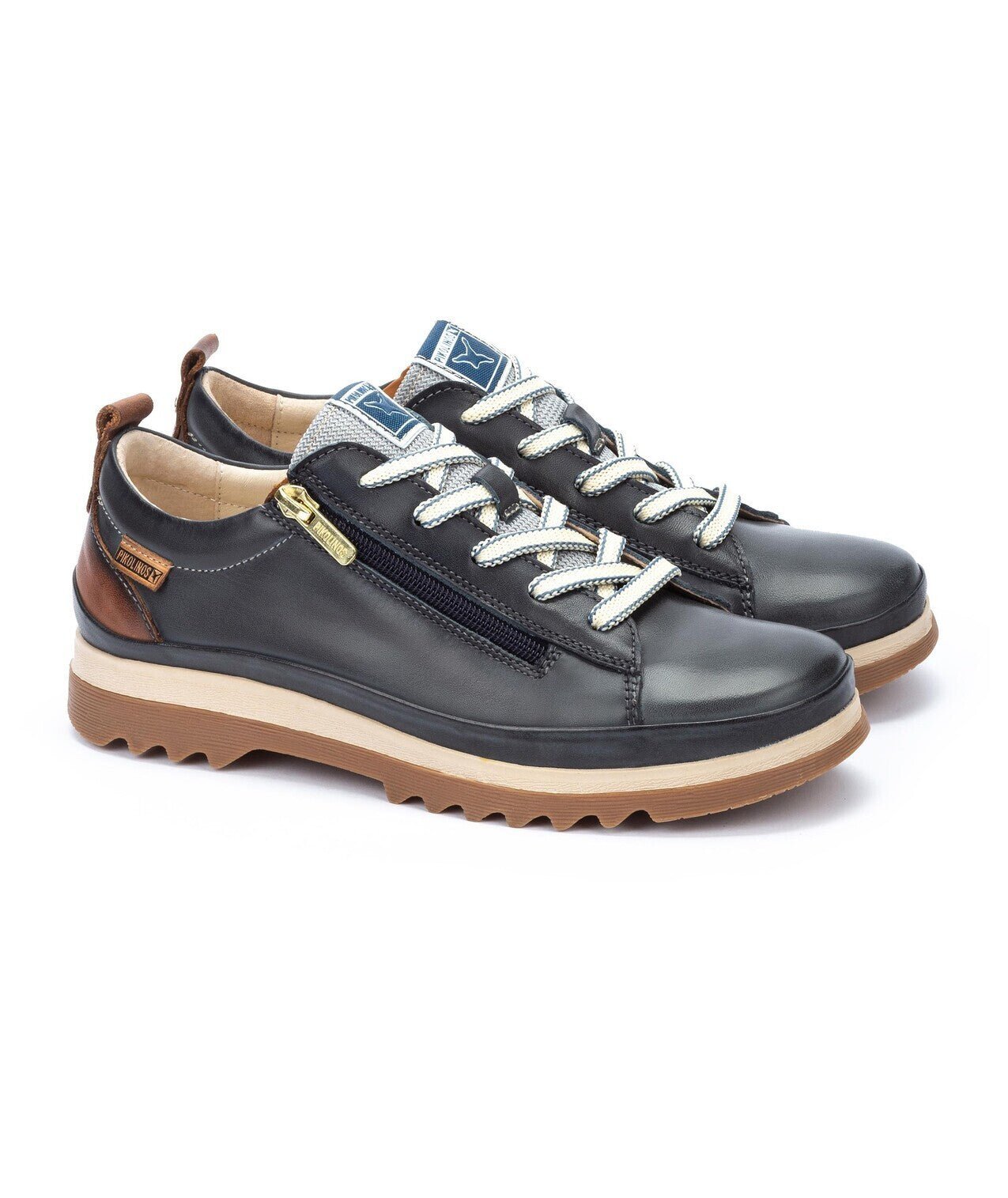 'Vigo' damessneaker met veters en ritssluiting - Blauw - Chaplinshoes'Vigo' damessneaker met veters en ritssluiting - BlauwPikolinos