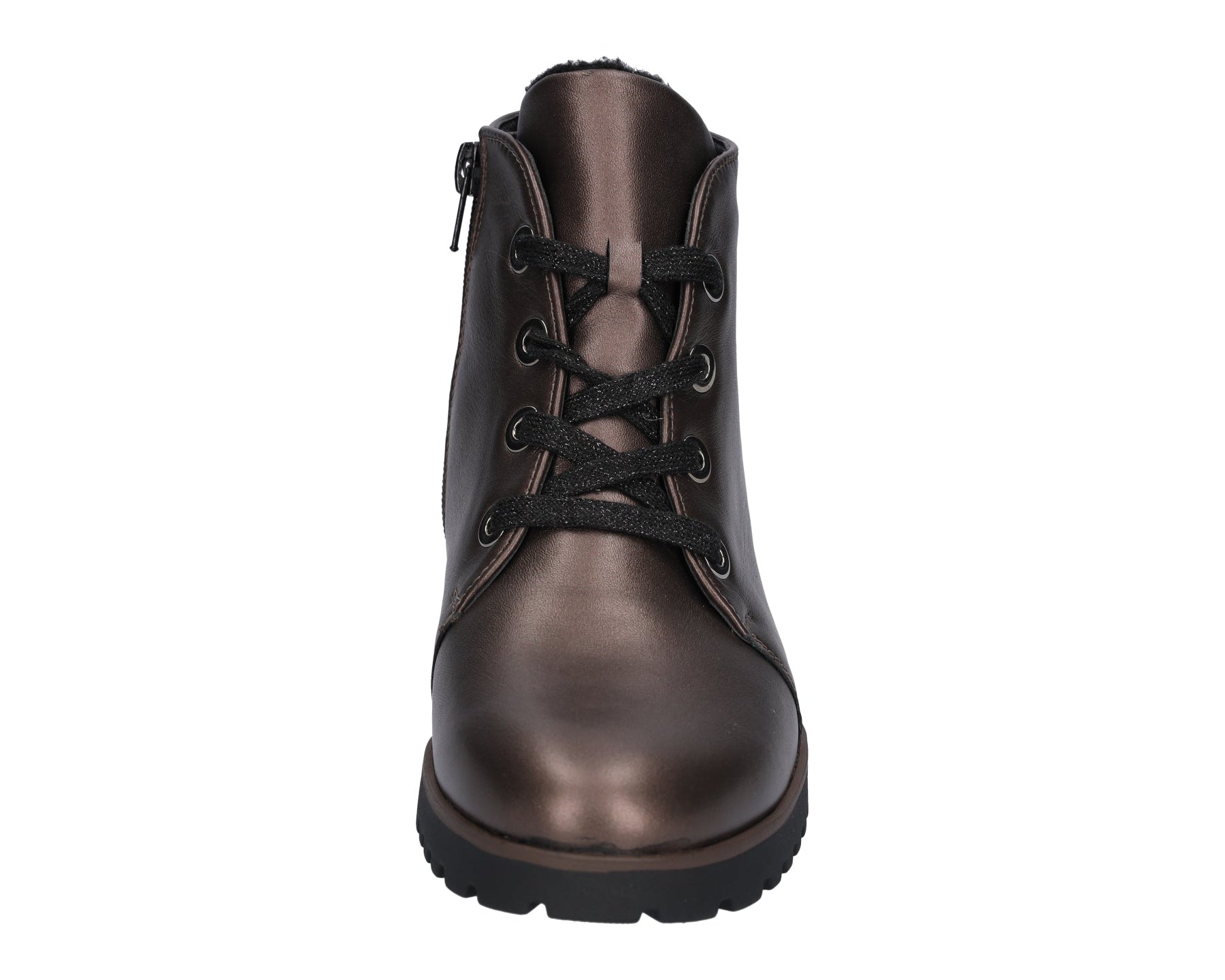 'H-Elisa' women's wide fit (H) lace-zip ankle boot - bronze