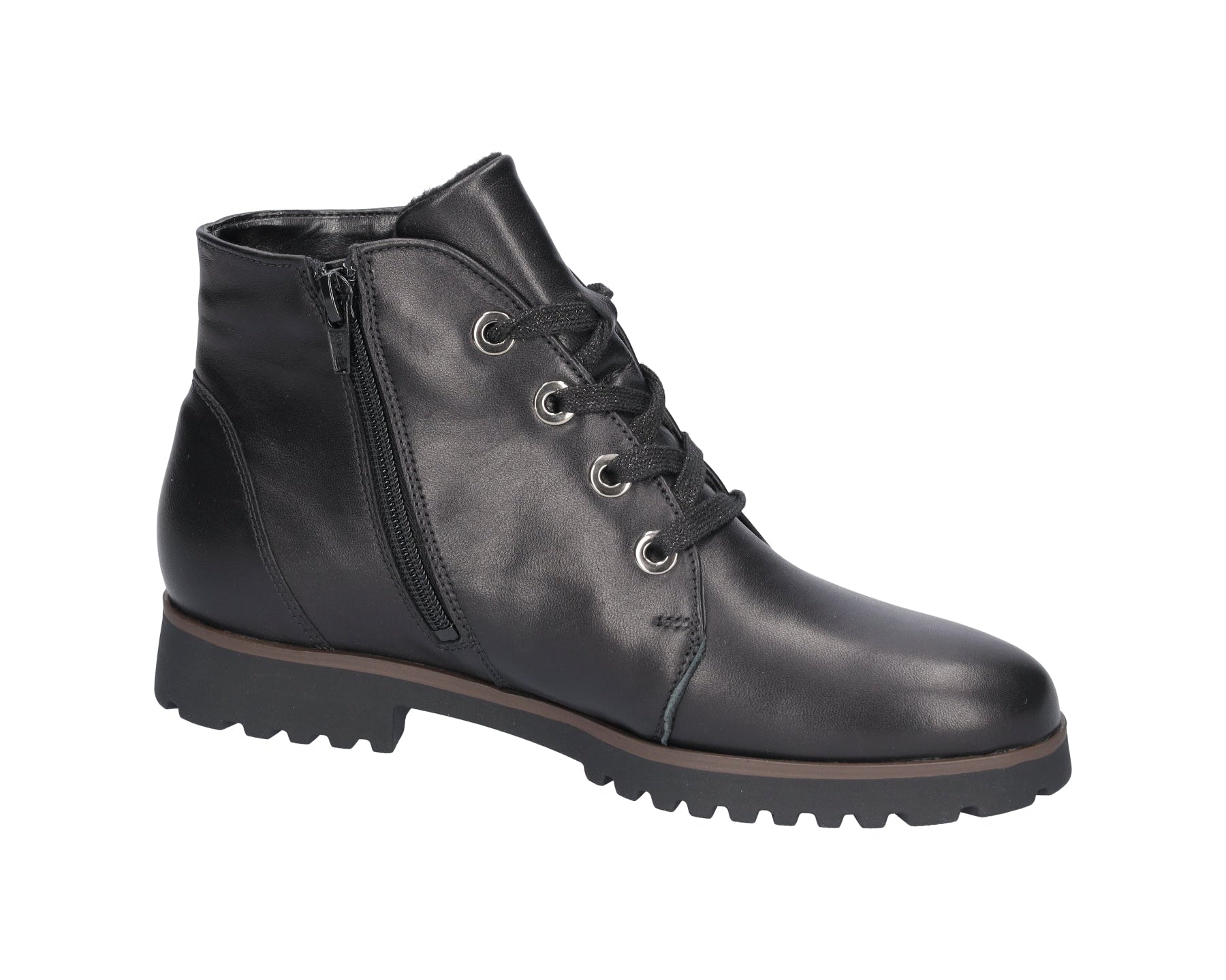 'H-Elisa' women's wide fit (H) lace-zip ankle boot - black