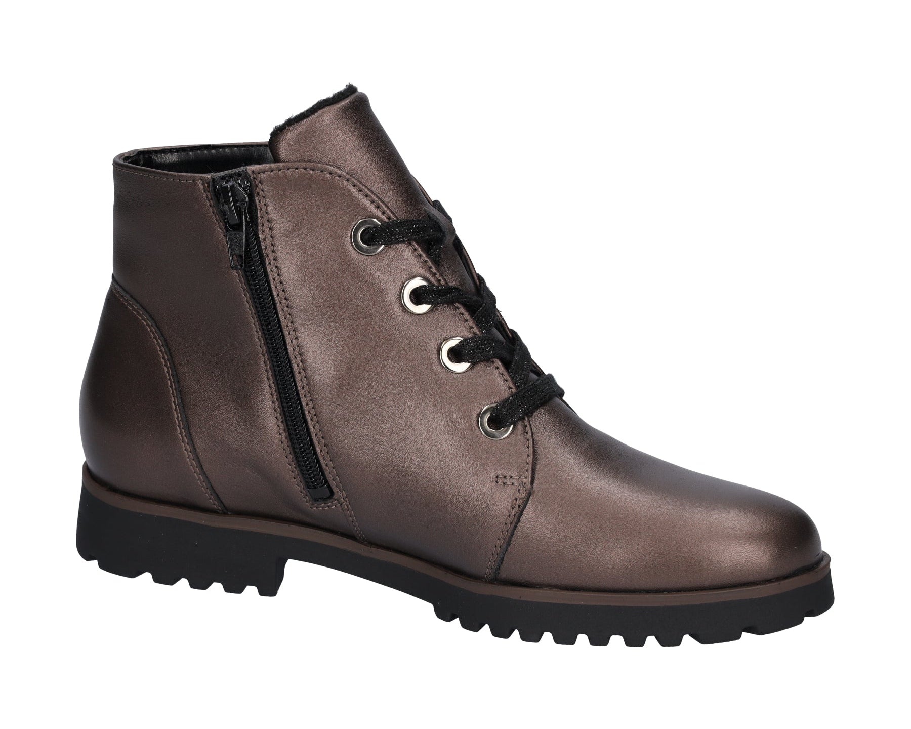 'H-Elisa' women's wide fit (H) lace-zip ankle boot - bronze