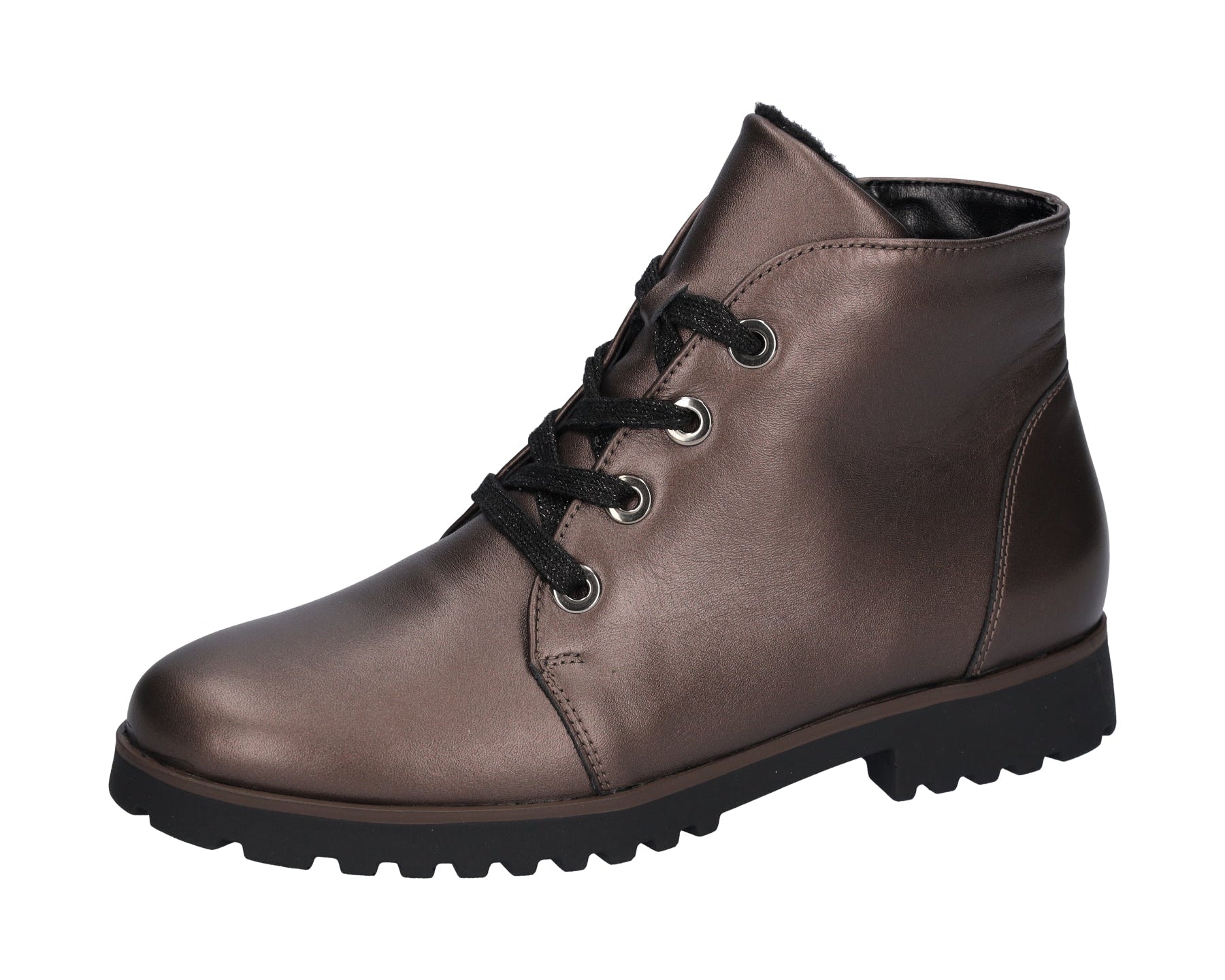 'H-Elisa' women's wide fit (H) lace-zip ankle boot - bronze