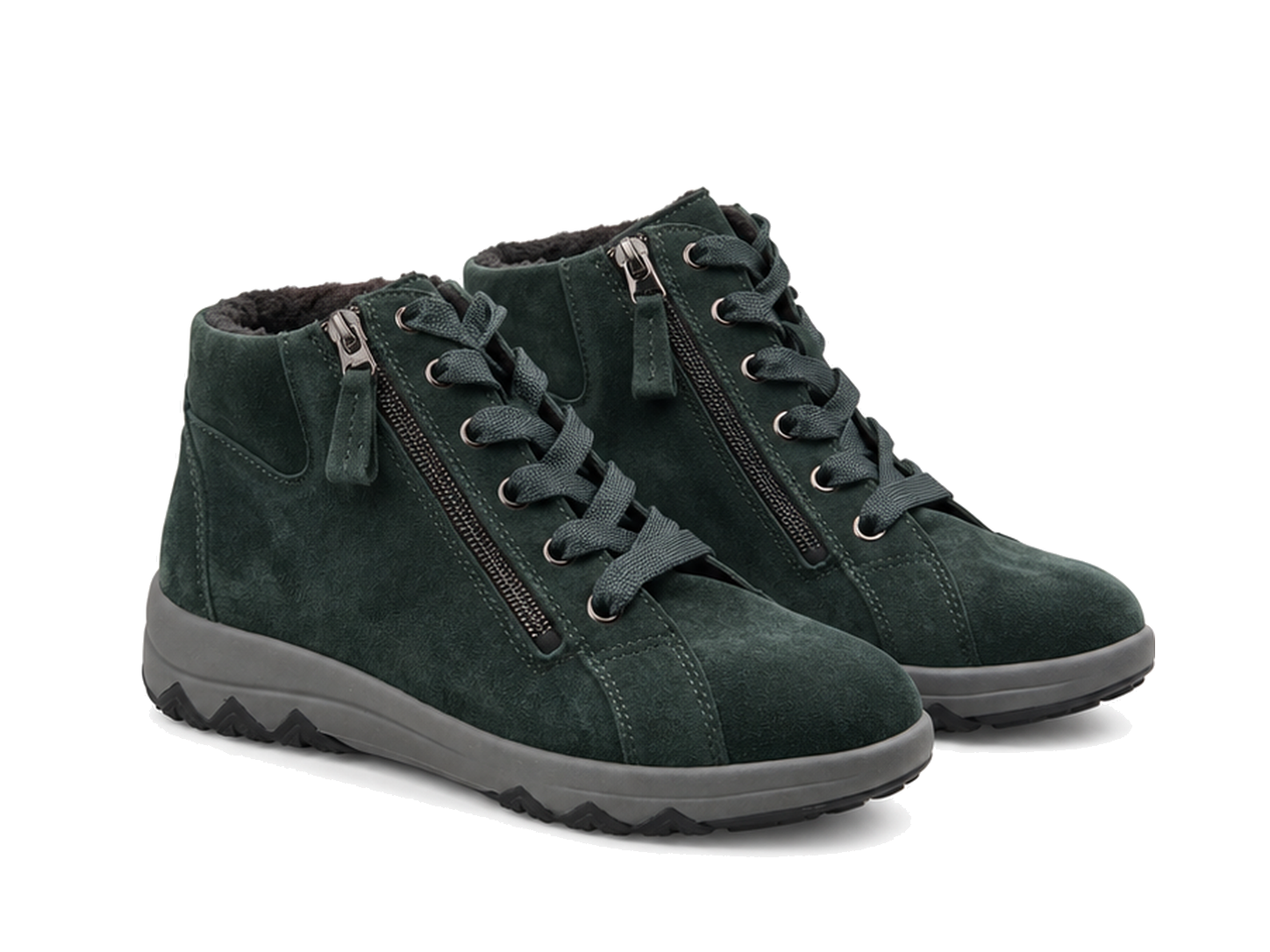 Stivaletto con cerniera e pizzo da donna "H-Teresa" a vestibilità ampia (H) - verde