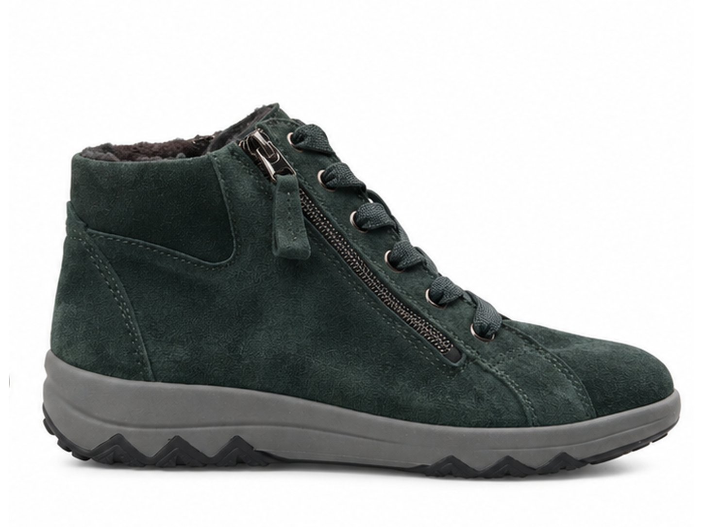 Stivaletto con cerniera e pizzo da donna "H-Teresa" a vestibilità ampia (H) - verde
