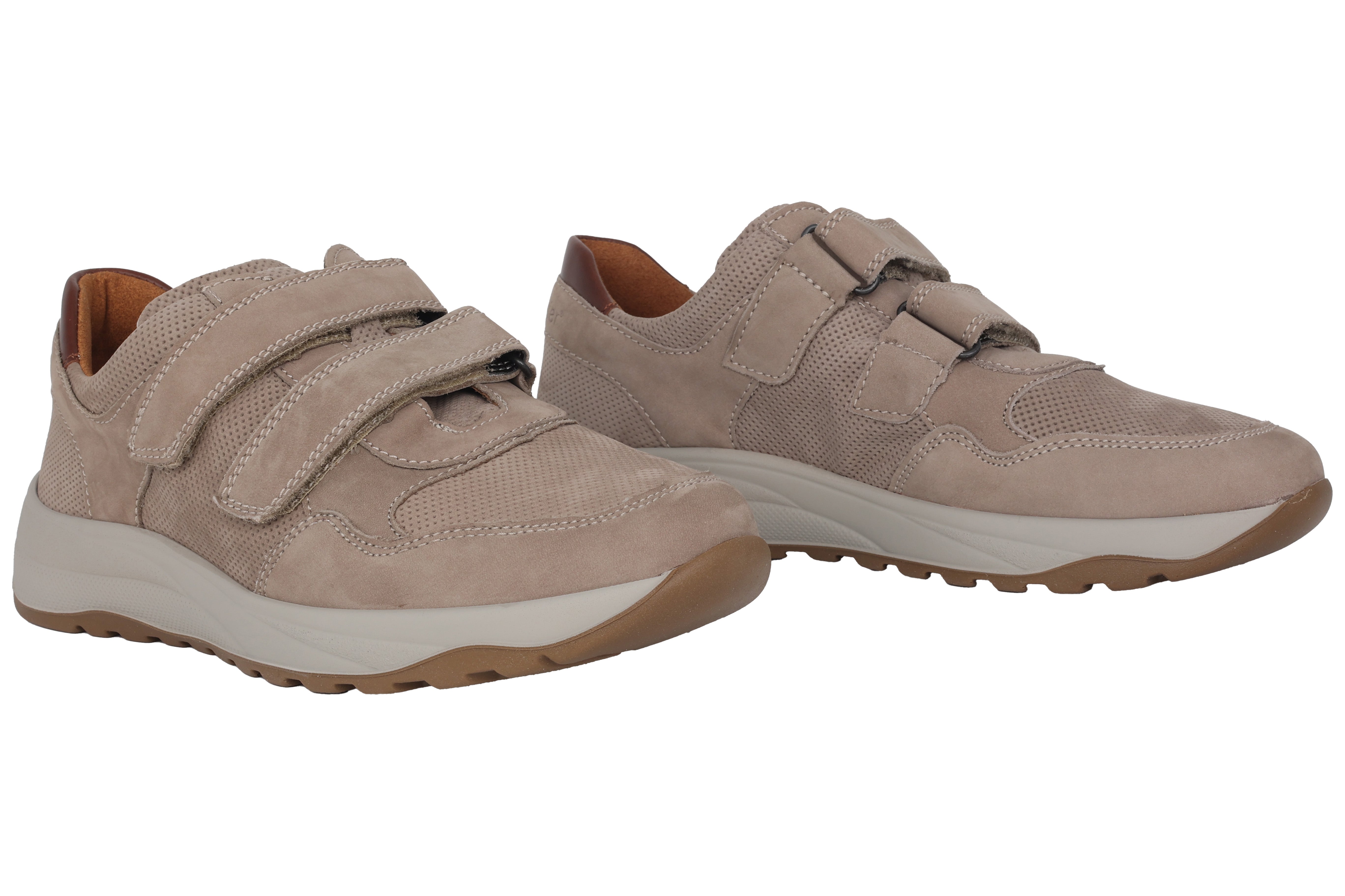 'K-John' herensneaker met zeer brede pasvorm (K) met dubbele band - Beige