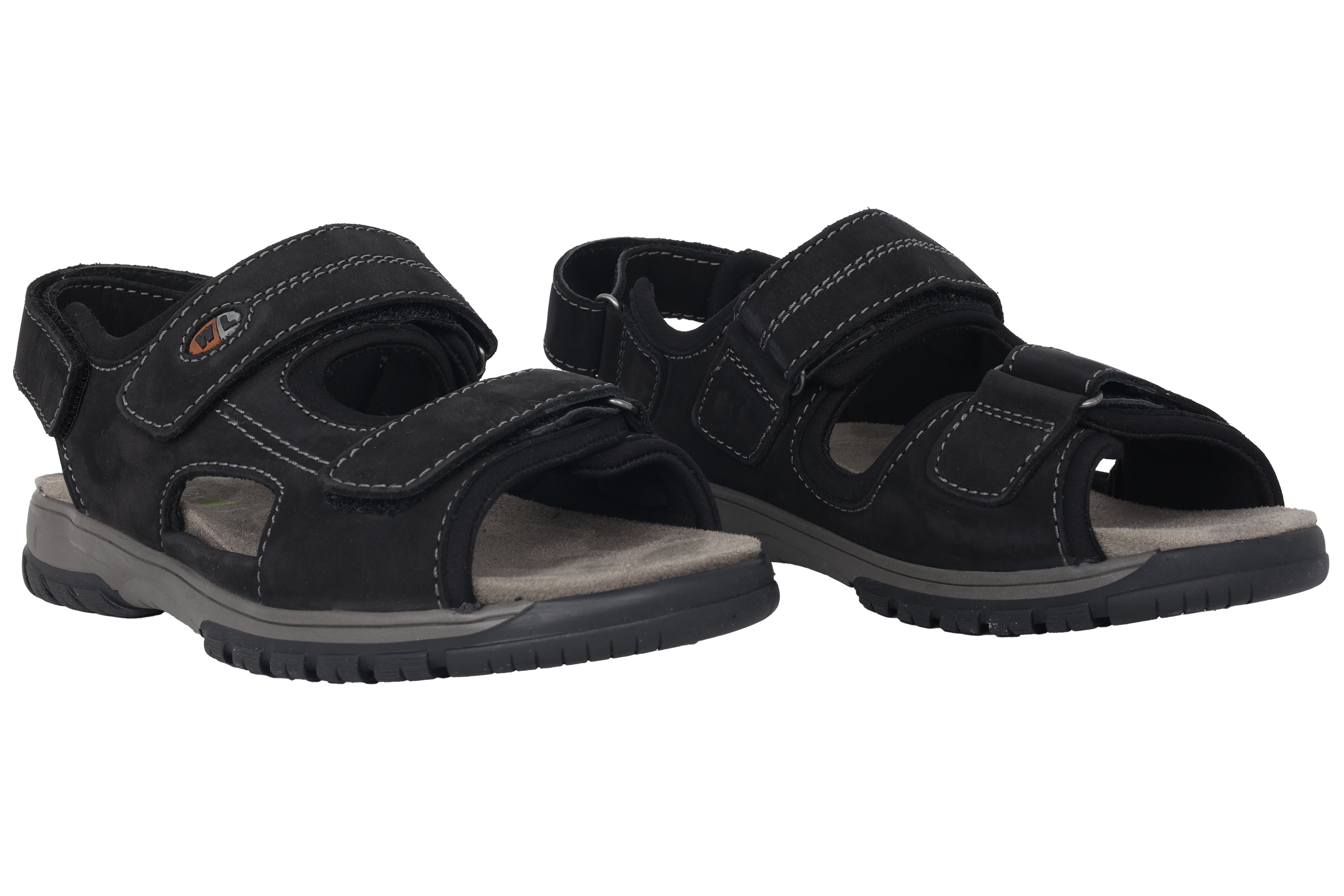 Sandale homme coupe large (H) 'Harald' - noir