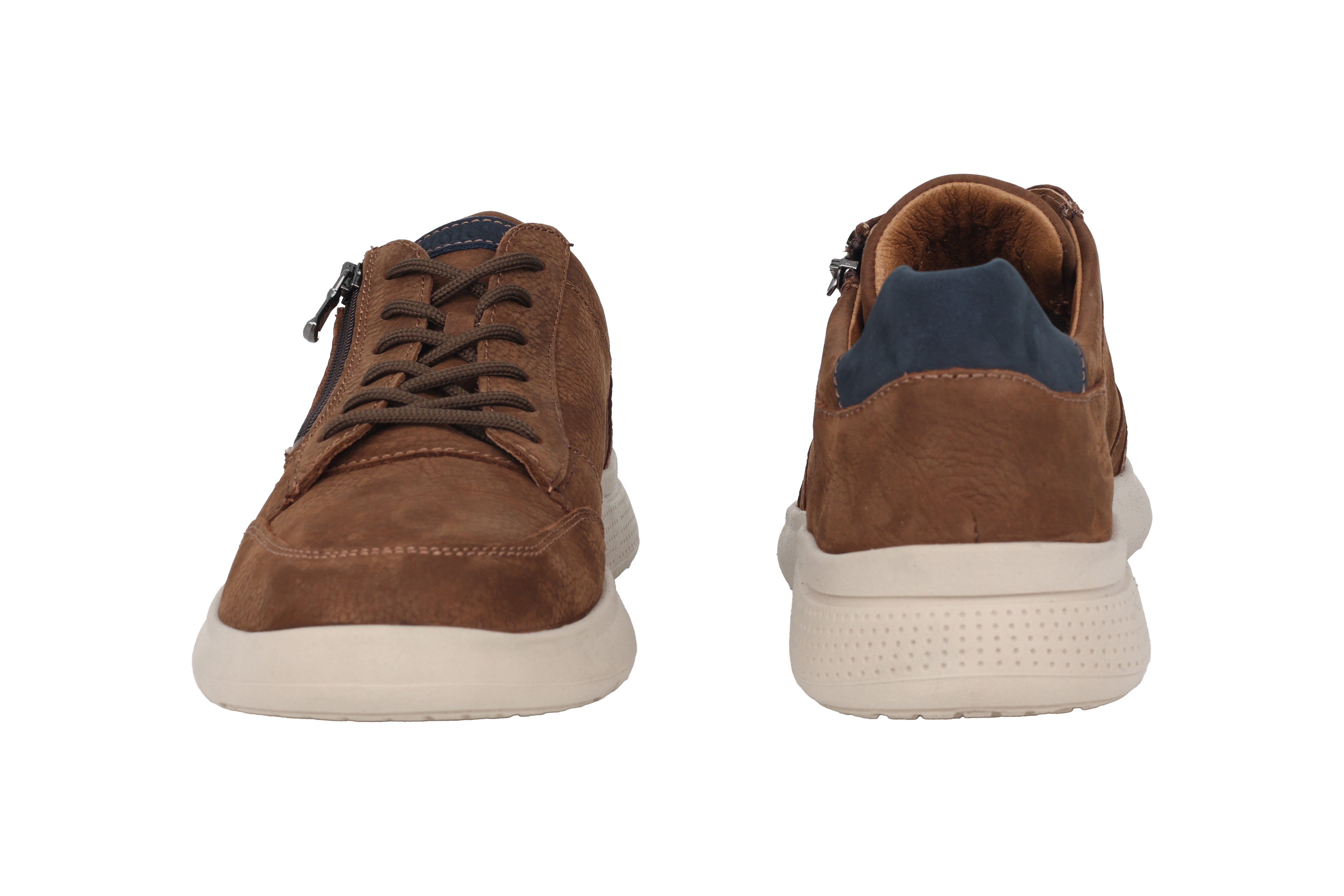 'Heiko' herensneaker met brede pasvorm (H) en veterrits - bruin