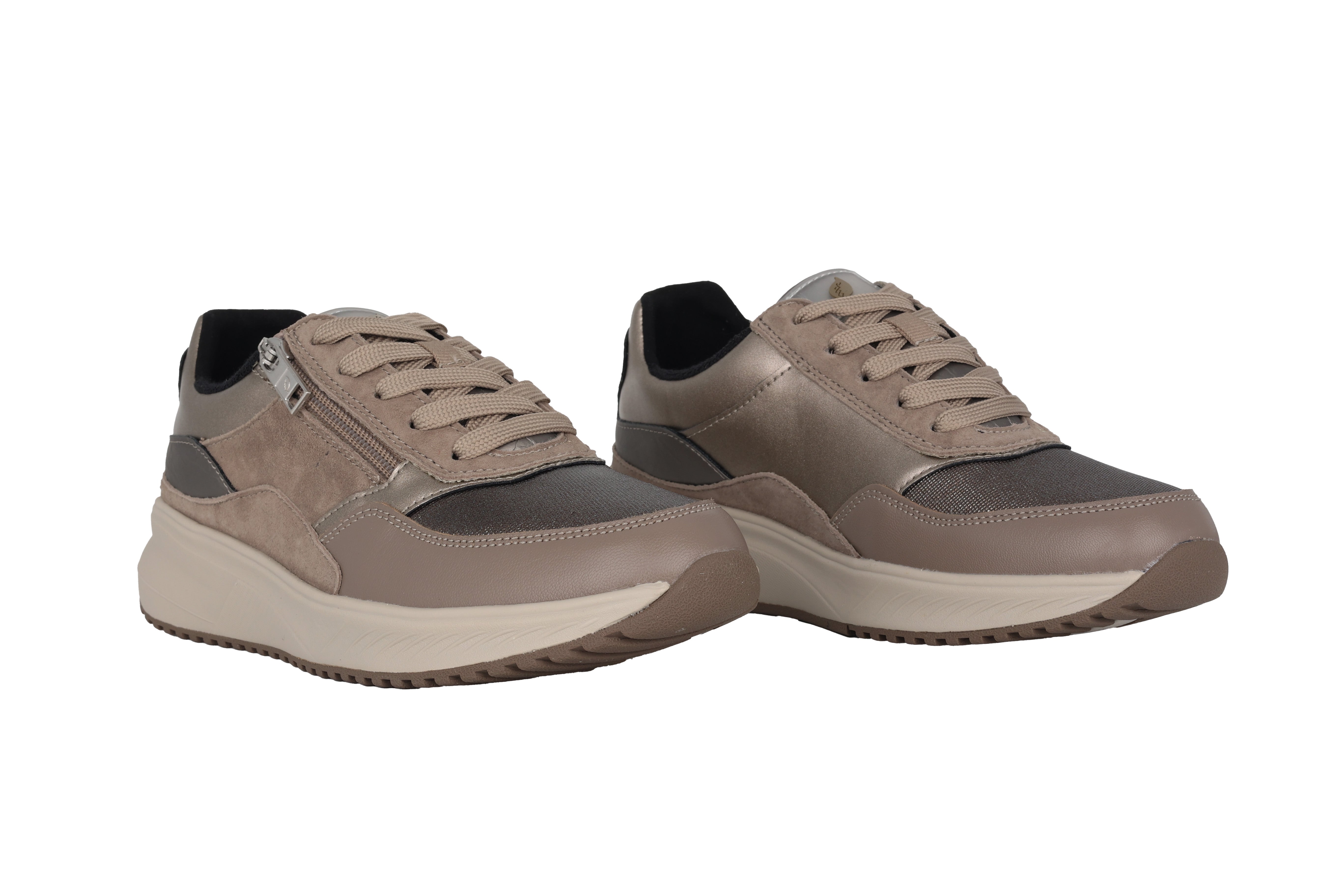 Sneaker da donna con vestibilità ampia (H) e cerniera in pizzo "H-Mara" - tortora