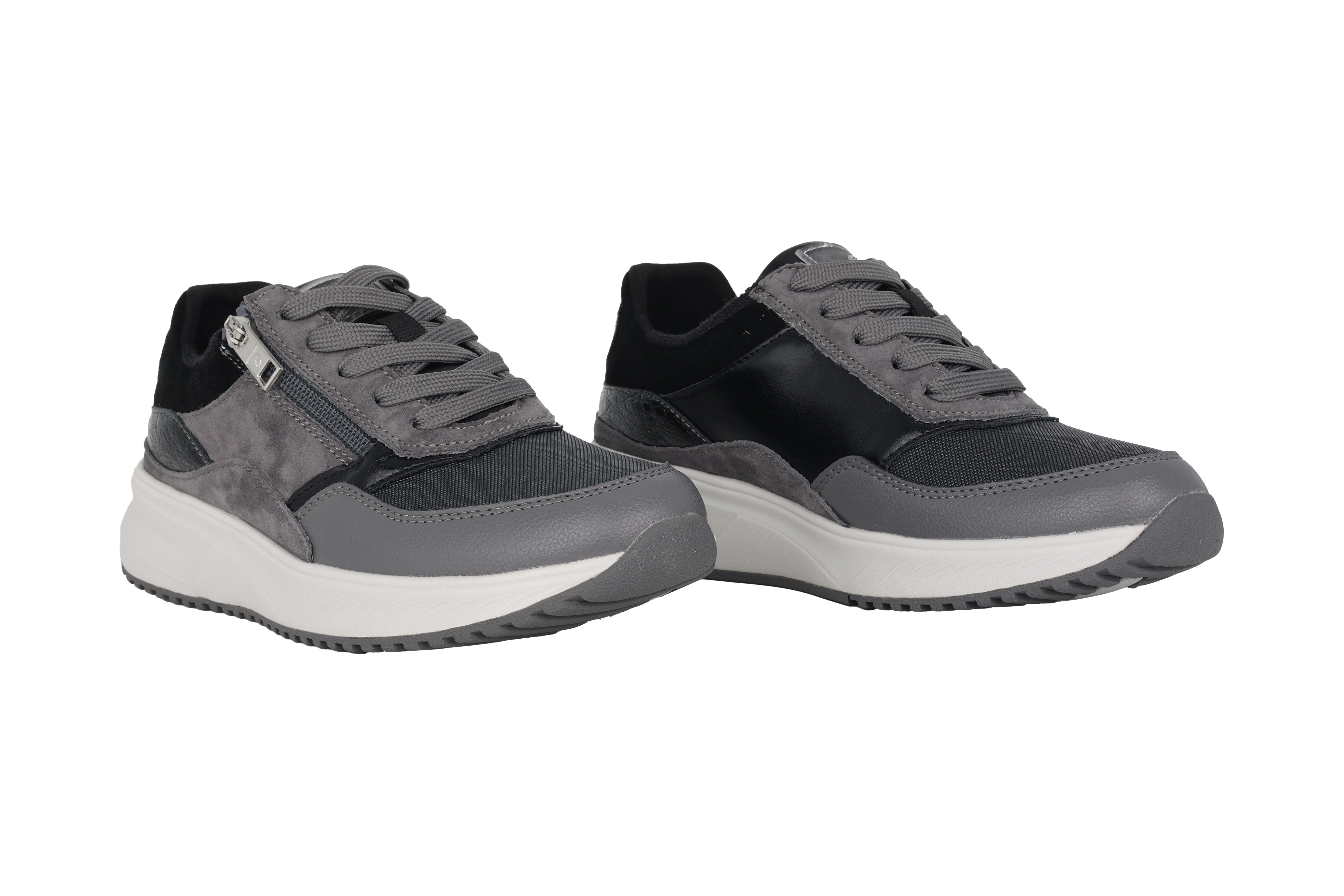 'H-Mara' women's wide fit (H) lace-zip sneaker - grey