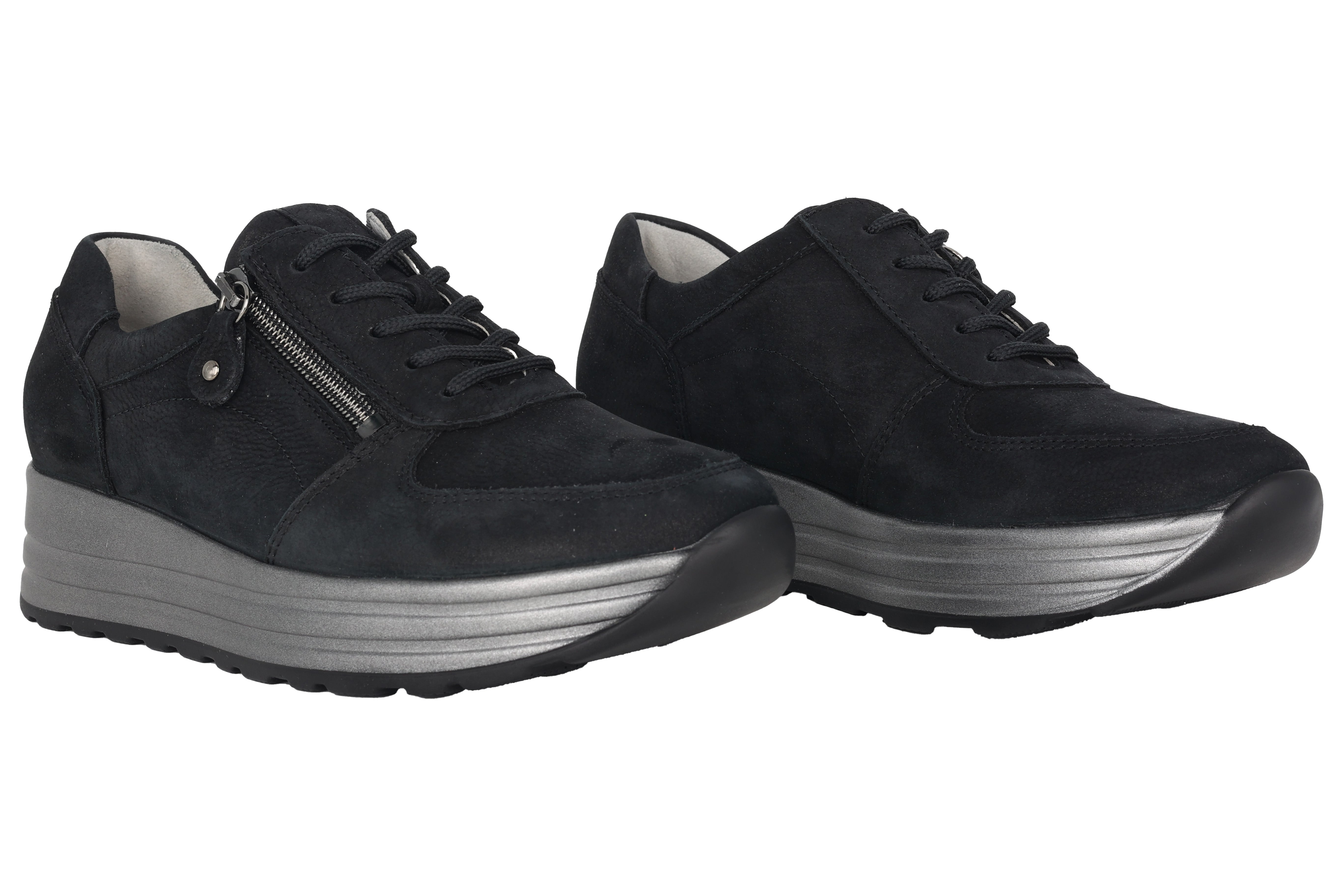 'H-Lana' women's wide fit (H) lace-zip shoe - Black