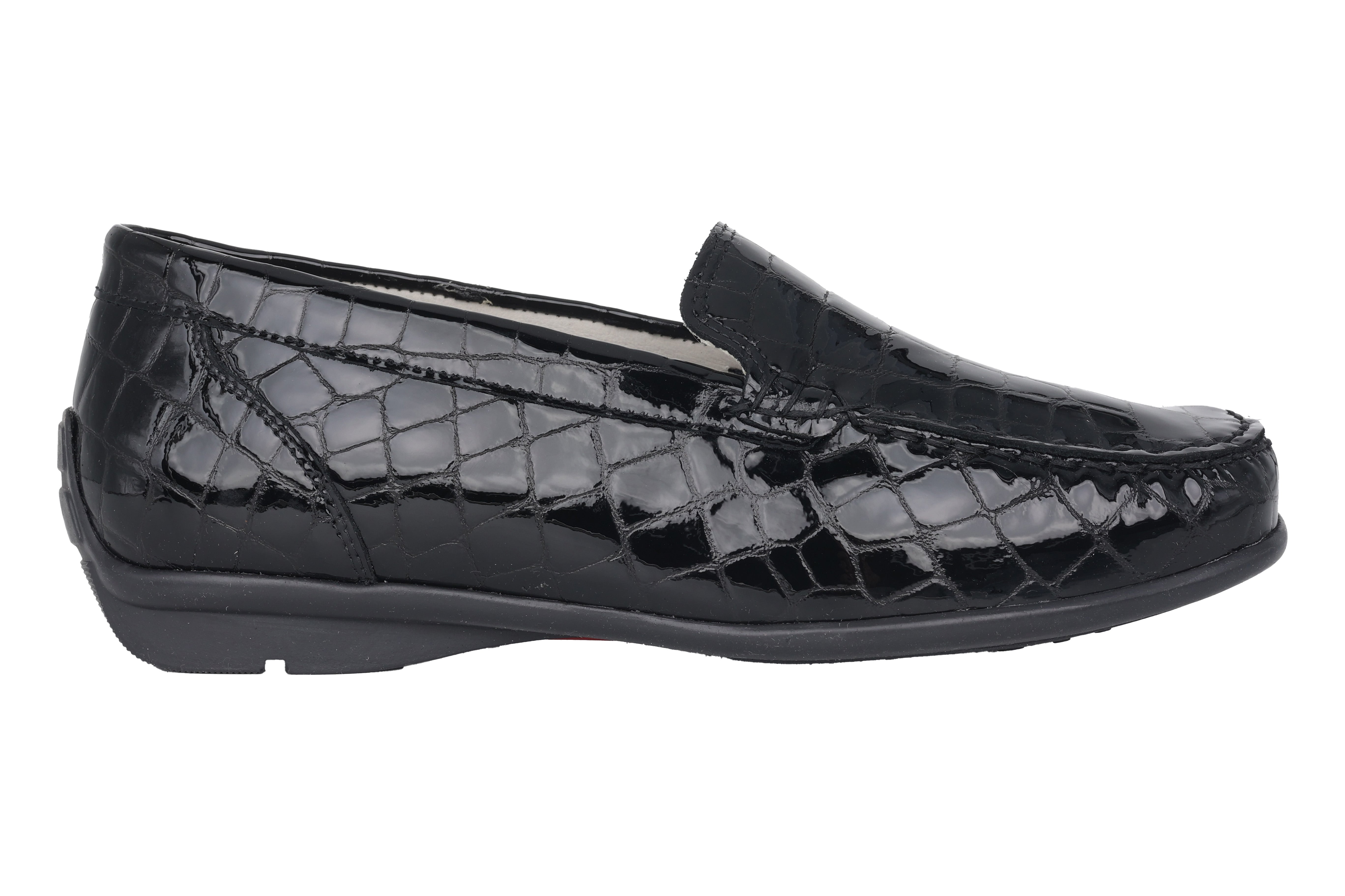 'Harriet' women's wide fit (H) moccassin - black patent