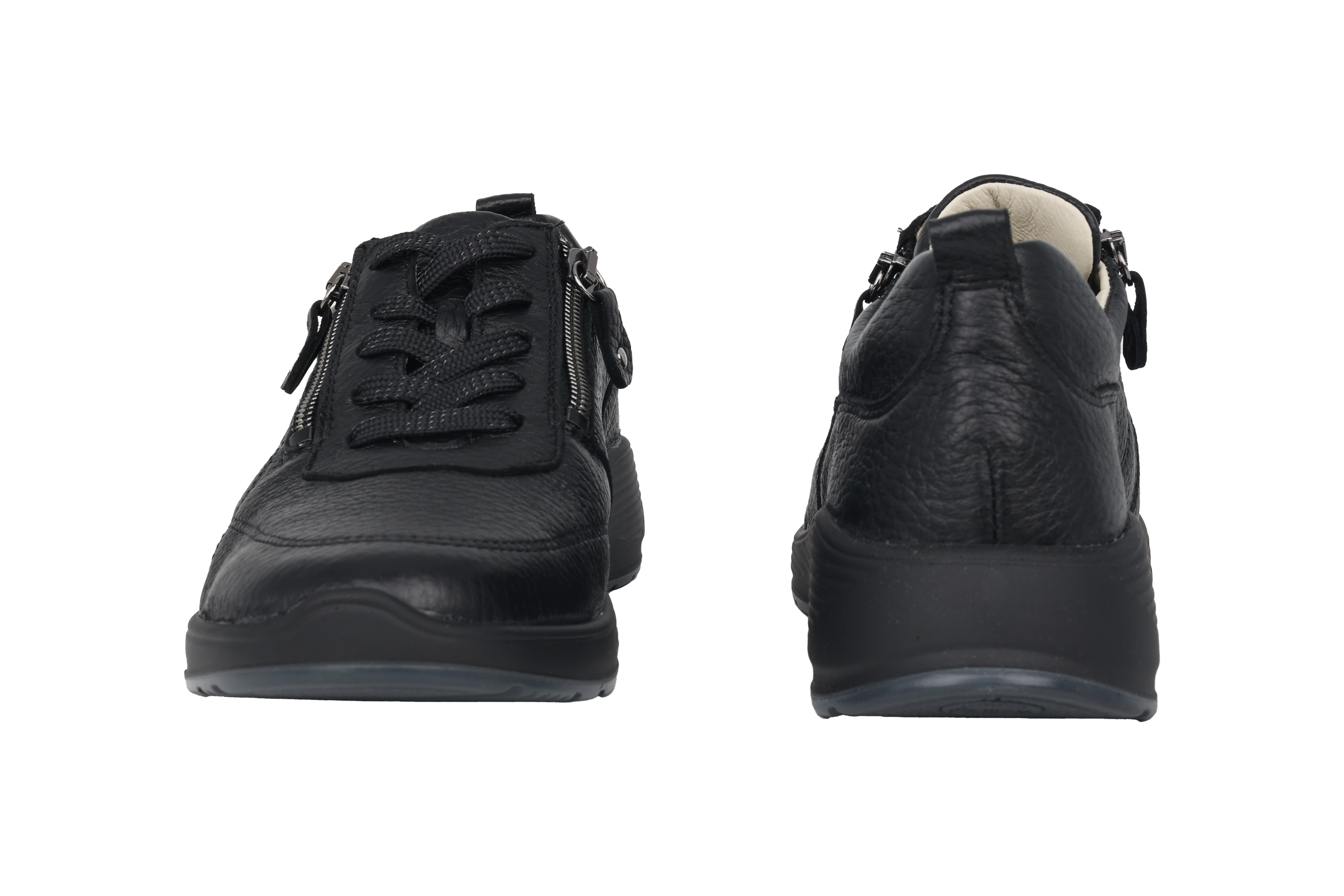 Sehr weite Damenschuhe 'Kalea' (K) mit Schnürsenkel und Reißverschluss – Schwarz