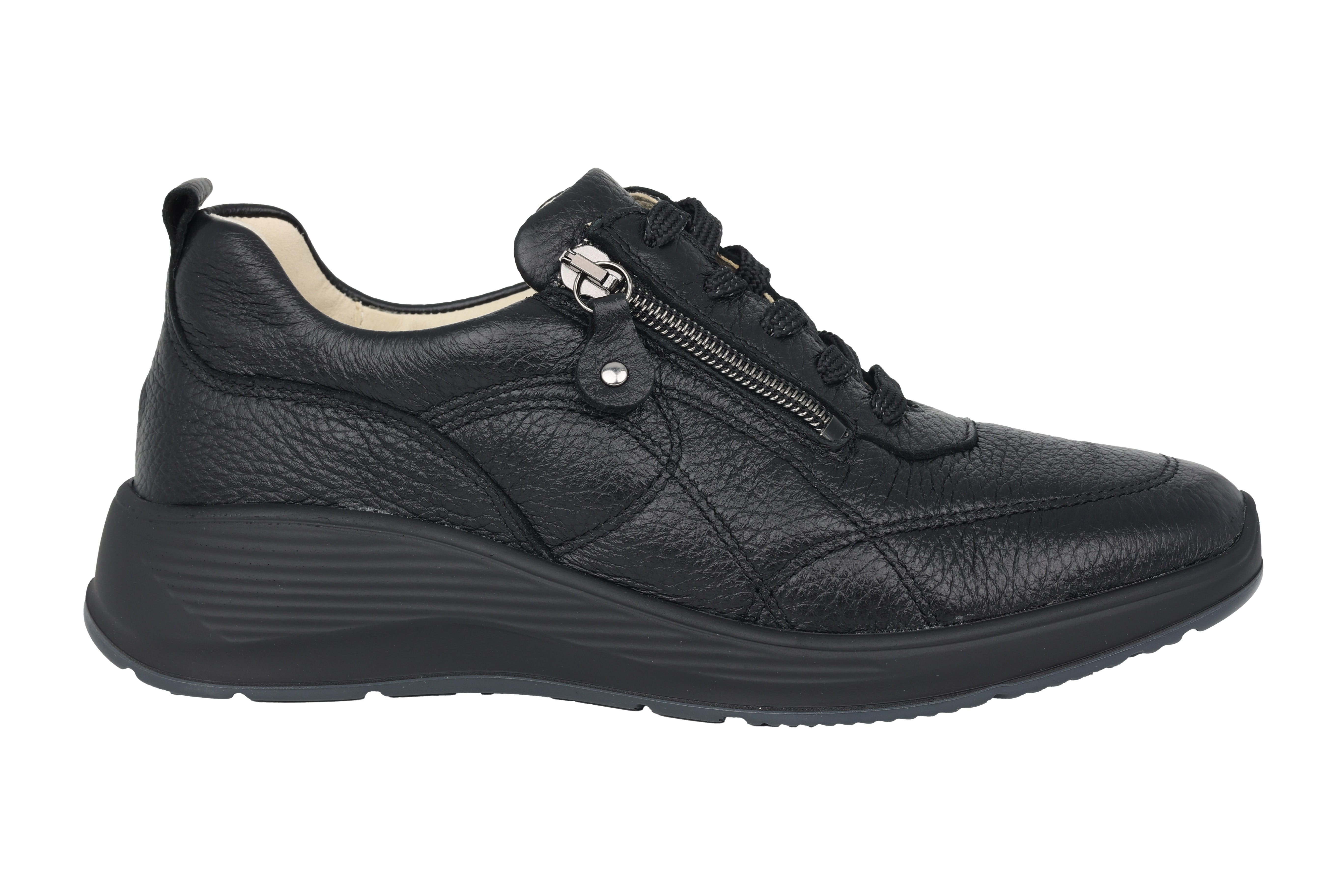 Sehr weite Damenschuhe 'Kalea' (K) mit Schnürsenkel und Reißverschluss – Schwarz