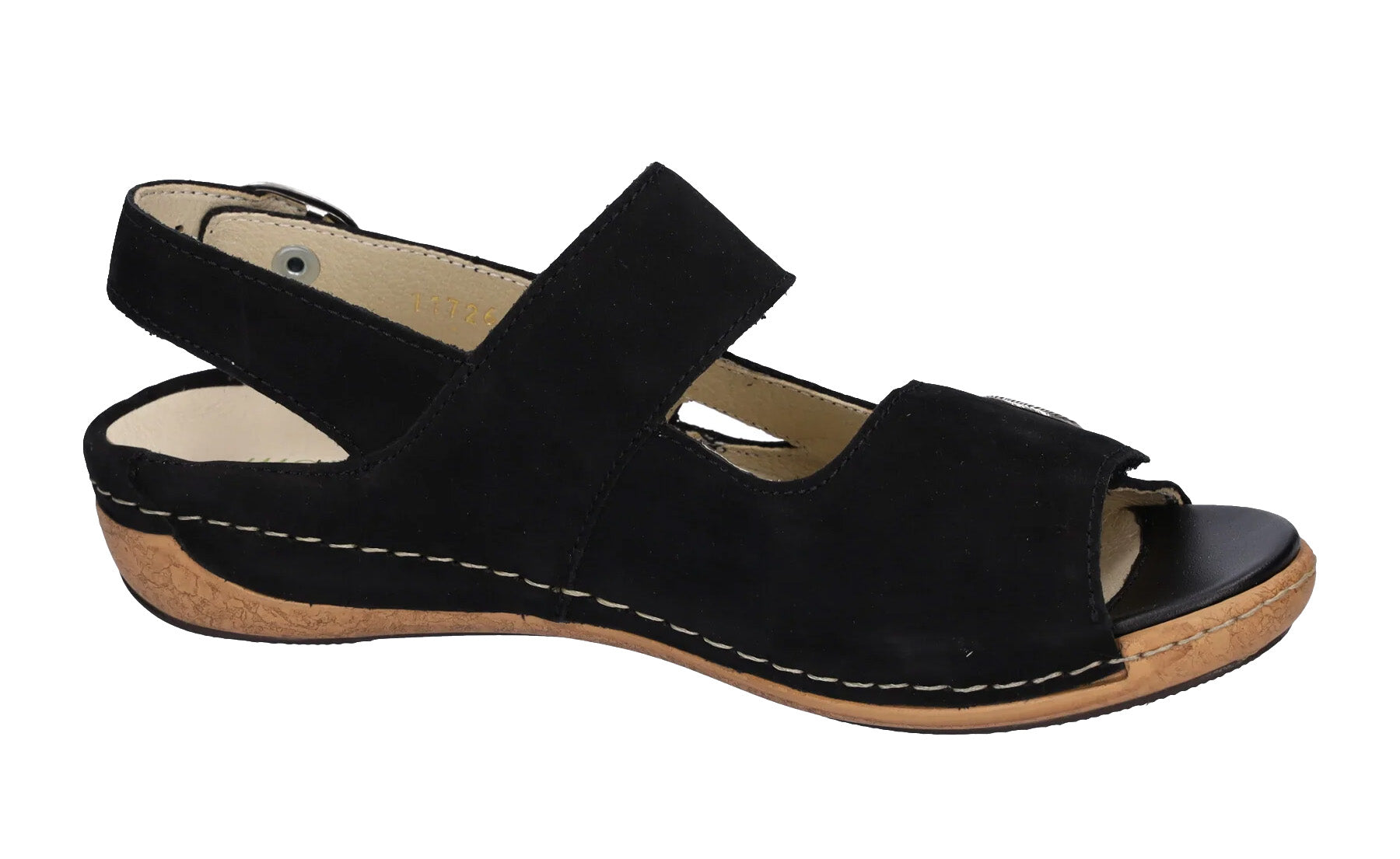 'Heliett' sandal med bred pasform (H) til kvinder - sort