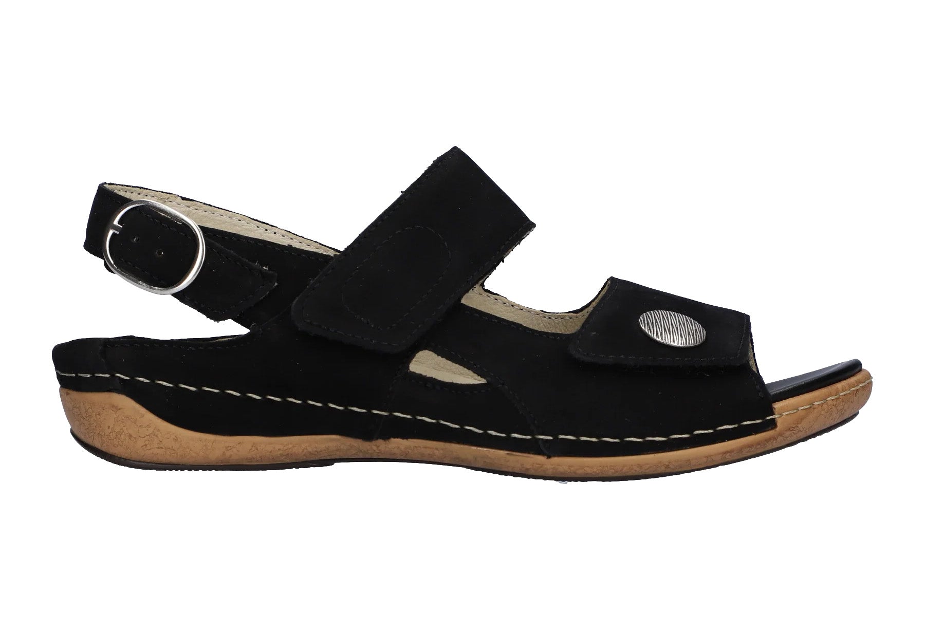 'Heliett' sandal med bred pasform (H) til kvinder - sort