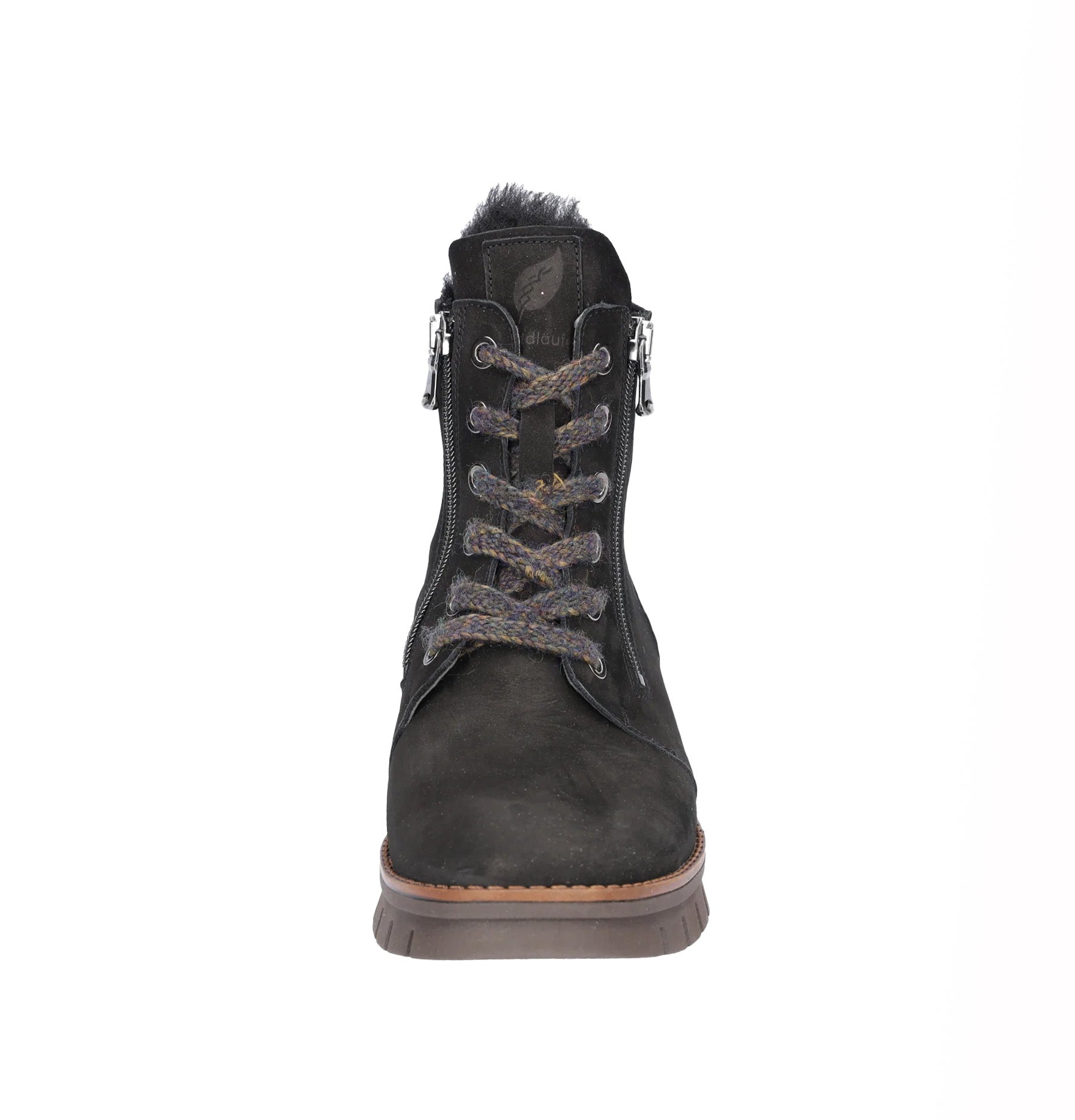 Bottines à lacets et zip pour femme coupe large (H) 'H-Xara' - noir