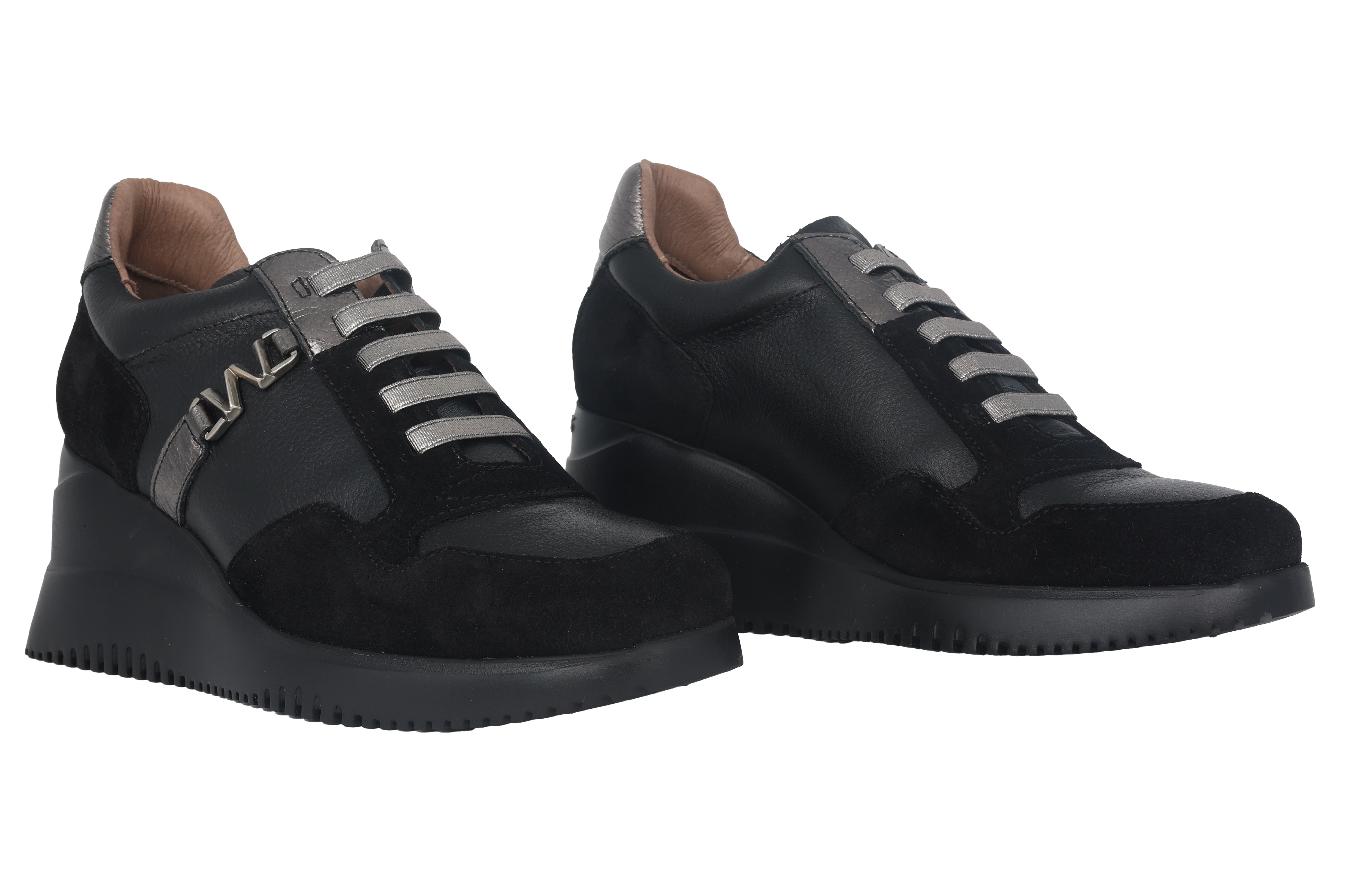 Damen-Schnürsneaker 'Eva' mit Keilabsatz – Schwarz