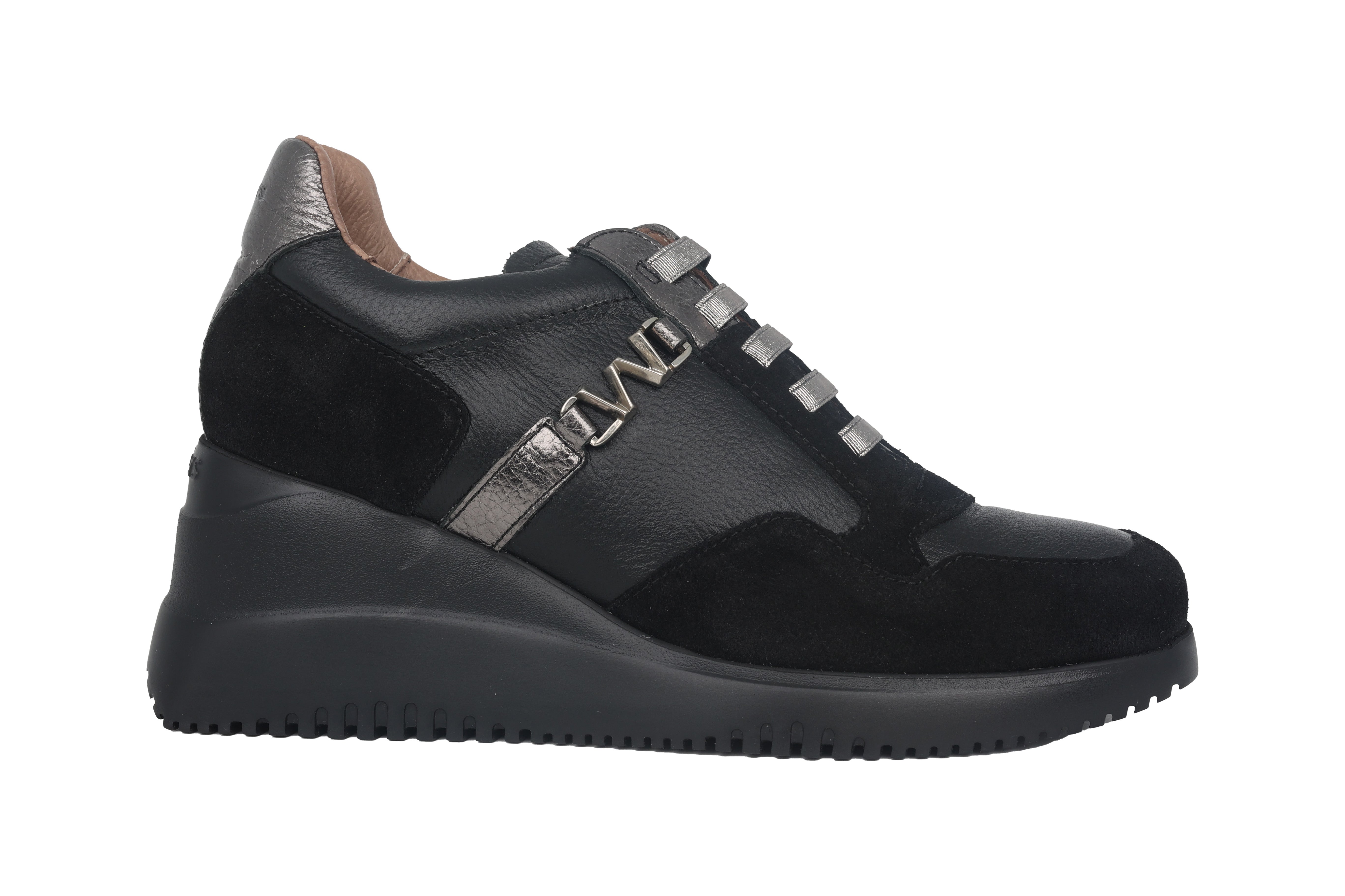 Damen-Schnürsneaker 'Eva' mit Keilabsatz – Schwarz