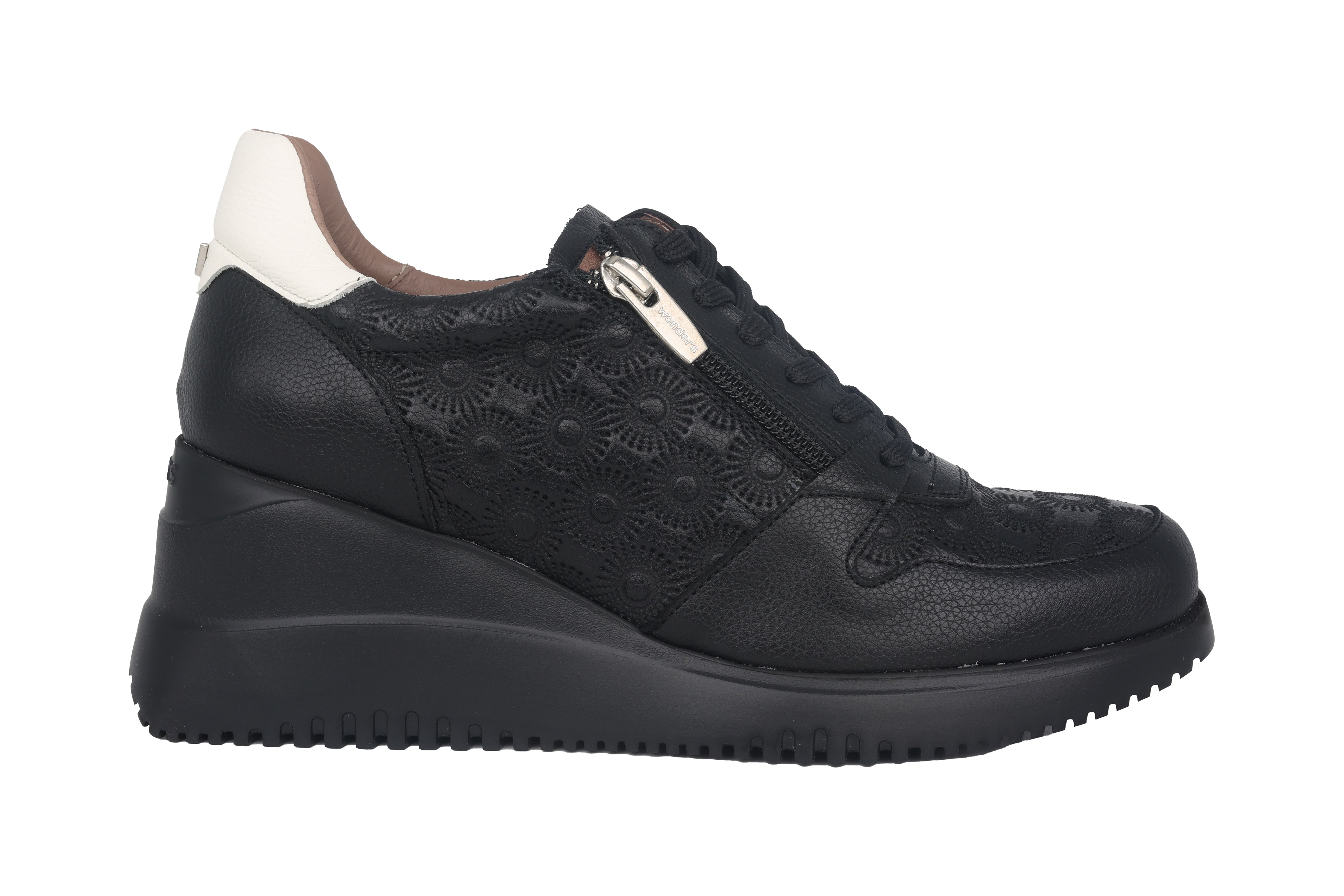 'Rainbow' Damen-Sneaker mit Keilabsatz und Schnürverschluss und Reißverschluss – Schwarz