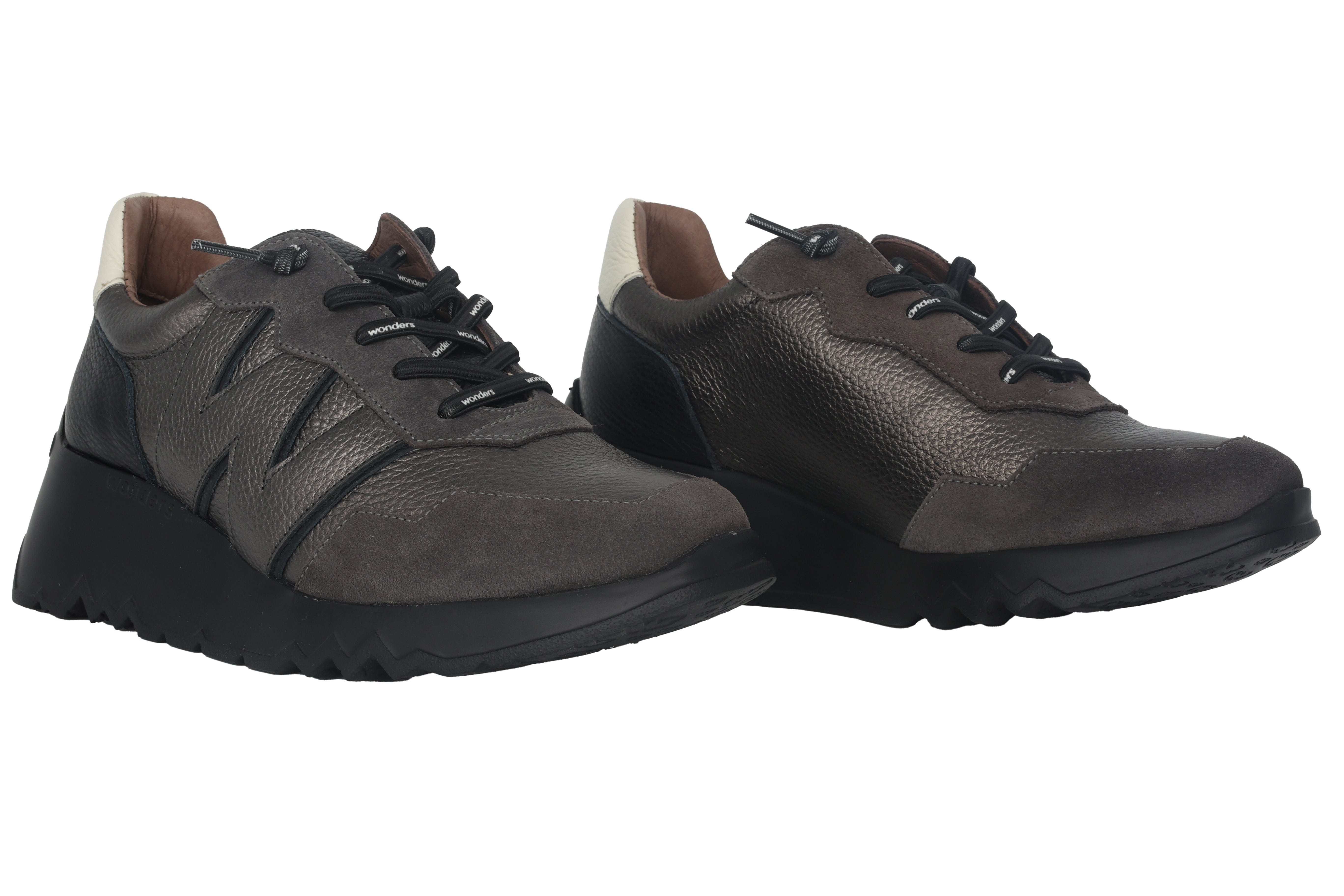 Damessneaker met veters 'Track' - Grijs