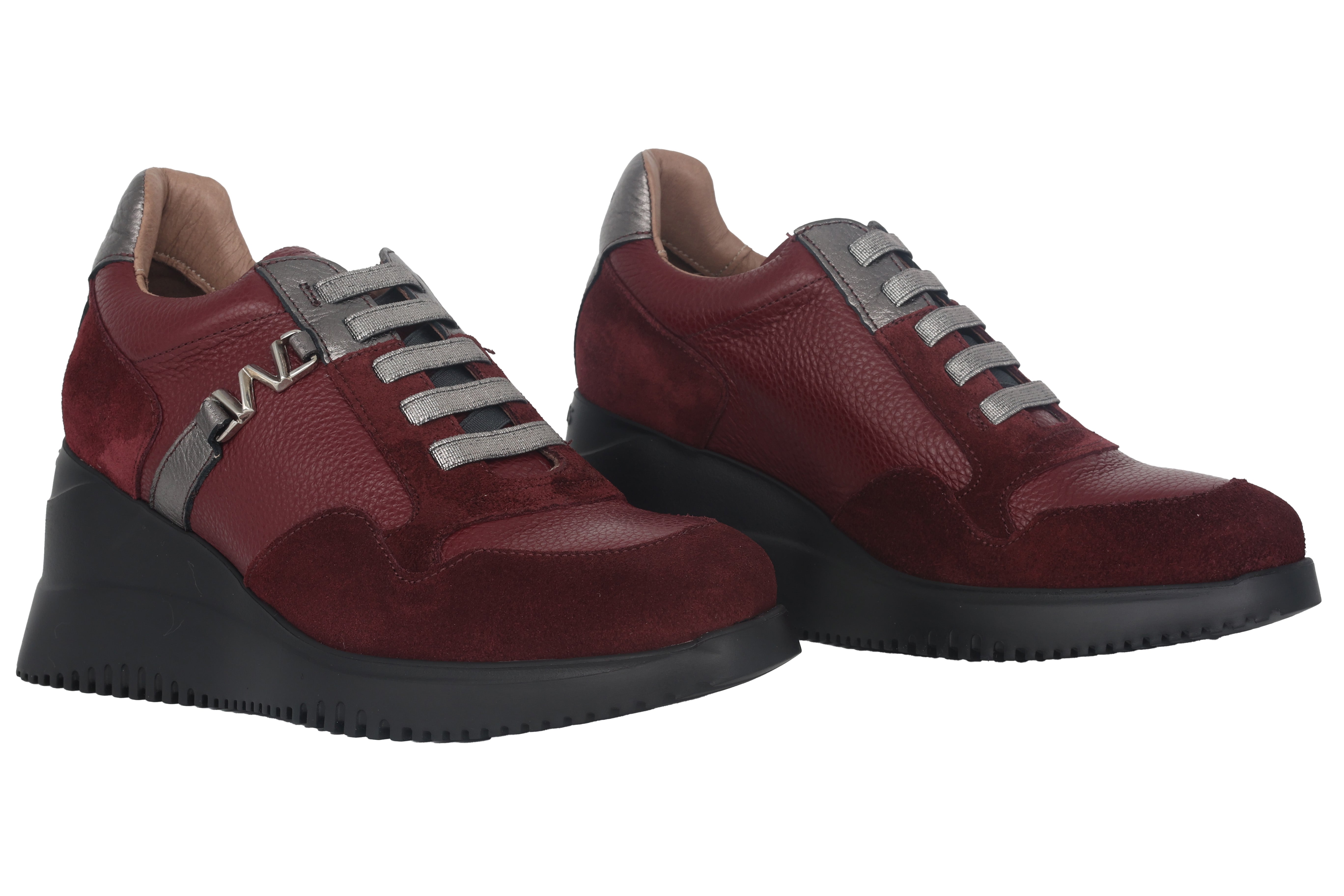 Baskets compensées à lacets pour femme 'Eva' - Rouge