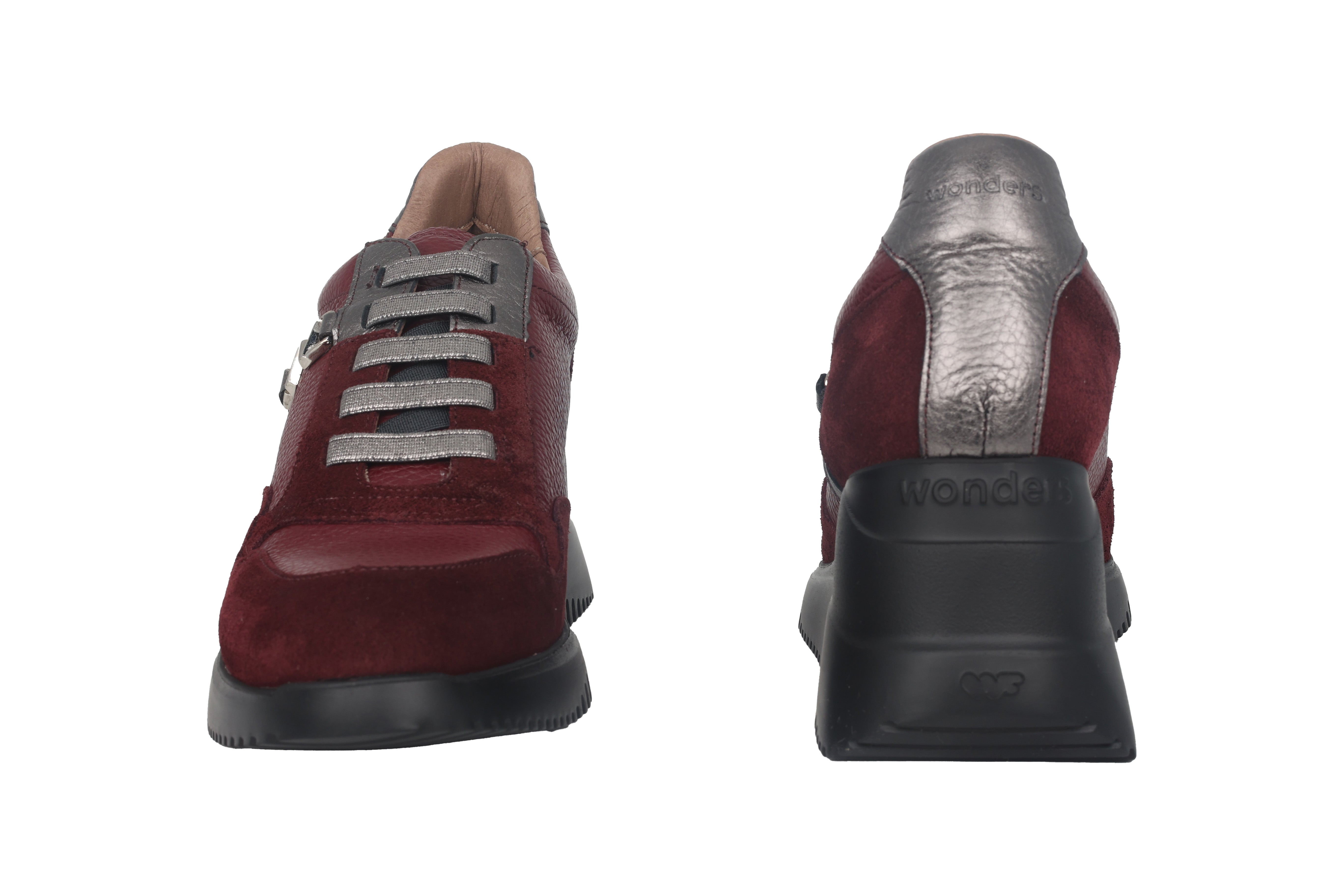 Baskets compensées à lacets pour femme 'Eva' - Rouge