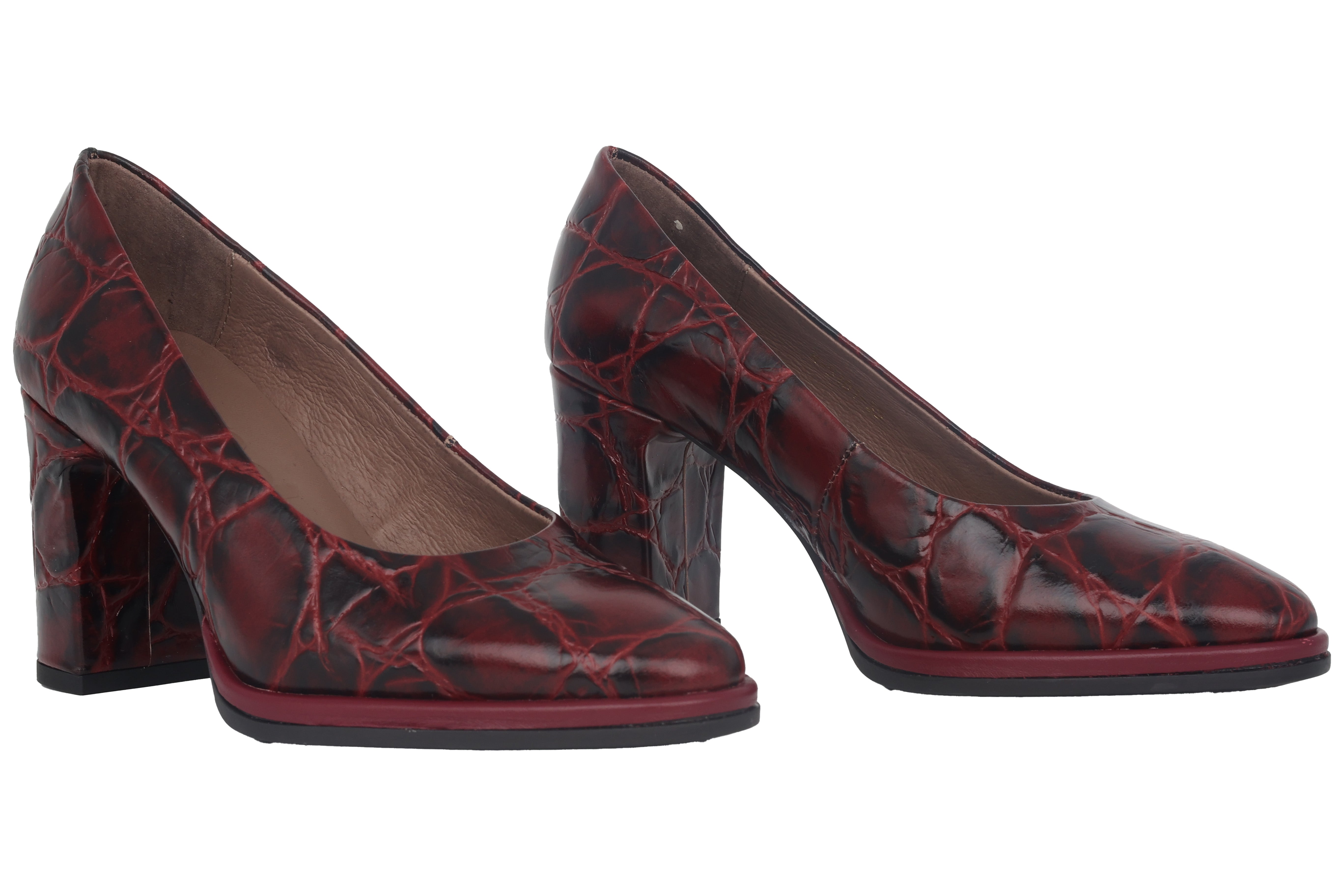 'Denis' women's high heeled pump - Red croco